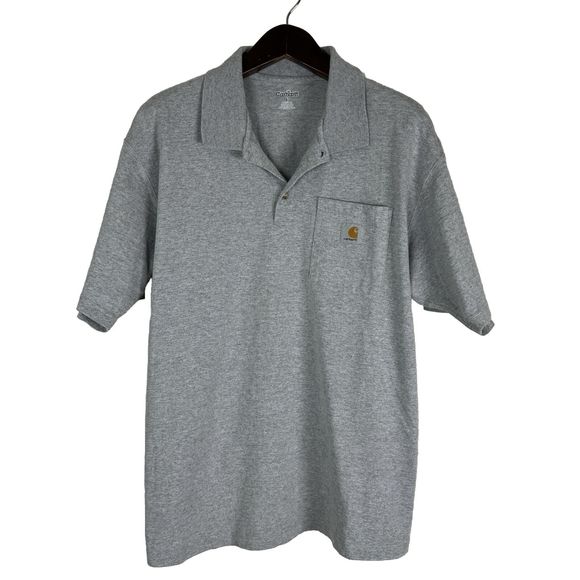 Carhartt Other - Carhartt Polo Shirt Mens Large Gray Pocket Short Sleeve 3 Button Grey